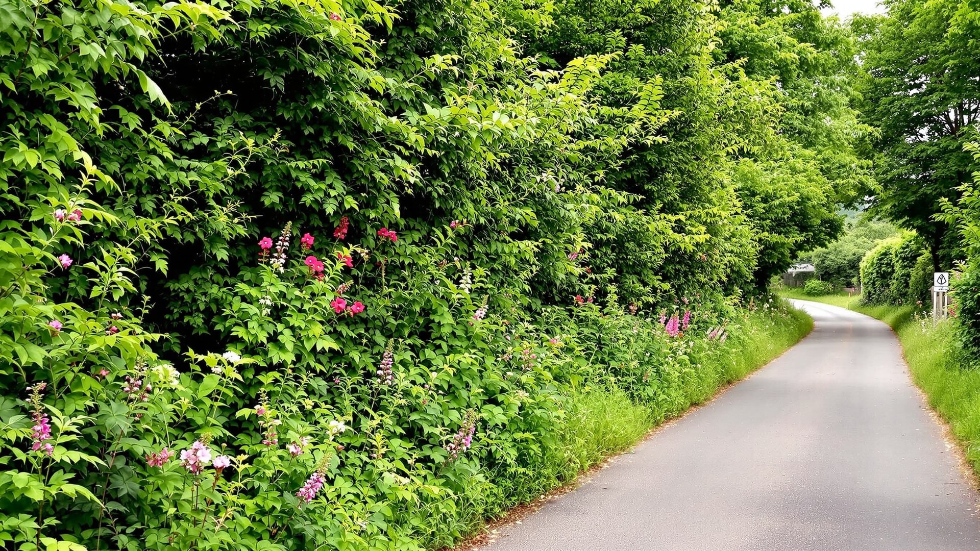 A Cornish hedge bank in early summer, thick with wildflowers